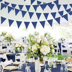 46Ft Blue Party Decorations Deep Blue Nautical Burlap Banner Triangle Pennant Flag Linen Garland Streamers for, alternate