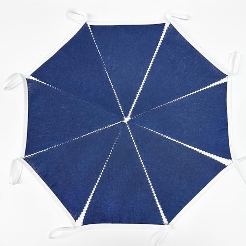 46Ft Blue Party Decorations Deep Blue Nautical Burlap Banner Triangle Pennant Flag Linen Garland Streamers for, alternate