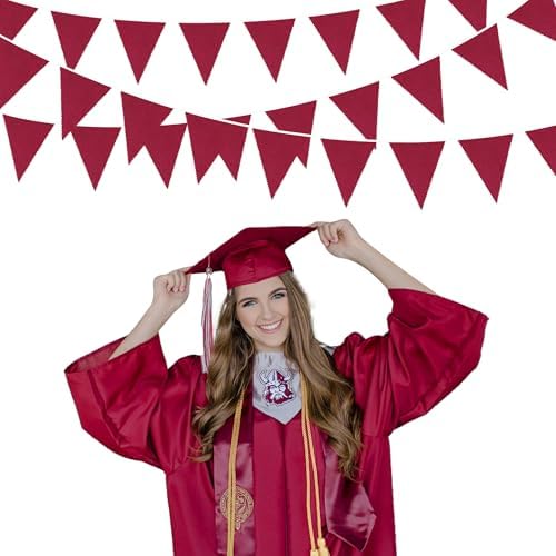 46Ft Burgundy Party Decorations Burgundy Burlap Banner Triangle Pennant Flag Linen Bunting Garland Streamers for, alternate