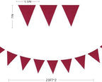 46Ft Burgundy Party Decorations Burgundy Burlap Banner Triangle Pennant Flag Linen Bunting Garland Streamers for, alternate