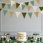 46Ft Camping Party Decorations Sage Green Brown Burlap Banner Triangle Pennant Flag Linen Bunting Garland, alternate view 4