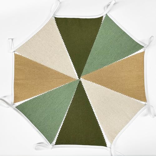 46Ft Camping Party Decorations Sage Green Brown Burlap Banner Triangle Pennant Flag Linen Bunting Garland, alternate view 6