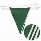 46Ft Green White Party Decorations Dark Green White Burlap Banner Triangle Pennant Flag Linen Garland Streamers, alternate