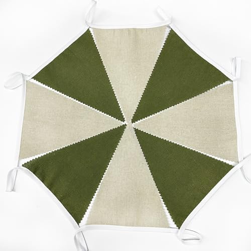 46Ft Olive Green Party Decorations Olive Green Beige Burlap Banner Triangle Pennant Flag Linen Garland Streamers, alternate