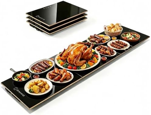 47"×12" Food Warmers for Parties Buffet, Linkable Warming Trays for Buffets in Blackgold