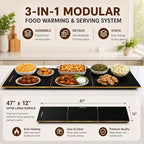 47"×12" Food Warmers for Parties Buffet, Linkable Warming Trays for Buffets in Blackgold, alternate view 2