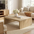 47-Inch Rectangle Coffee Table, Farmhouse Wooden Rectangular Center Table with Spacious Tabletop, Large Center, alternate