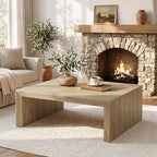 47-Inch Rectangle Coffee Table, Farmhouse Wooden Rectangular Center Table with Spacious Tabletop, Large Center, alternate