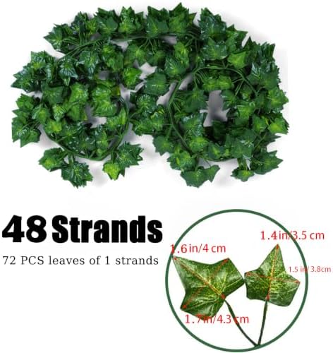 47 Pack 329 Feet Fake Vines, Ivy Garland, Artificial Leaves Leaf Greenery Hanging Foliage for Bedroom, Wall, alternate view 3