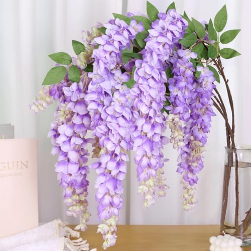 47in Artificial Wisteria Hanging Flower 4PCS Silk Purple Wisteria