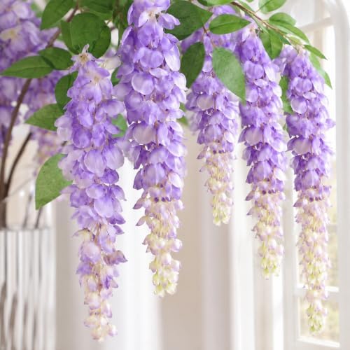 47in Artificial Wisteria Hanging Flower 4PCS Silk Purple Wisteria, alternate view 2