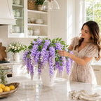 47in Artificial Wisteria Hanging Flower 4PCS Silk Purple Wisteria, alternate view 6