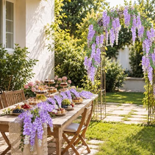 47in Artificial Wisteria Hanging Flower 4PCS Silk Purple Wisteria, alternate view 7