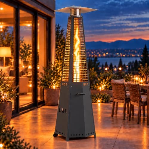 48,000 BTU Hexagon Patio Heater with Cover, Black in Black