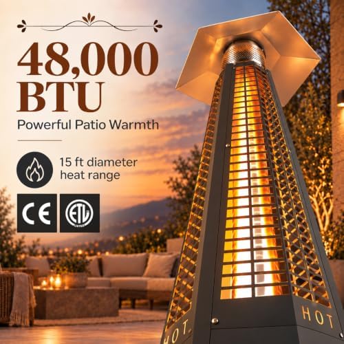 48,000 BTU Hexagon Patio Heater with Cover, Black in Black, alternate view 3