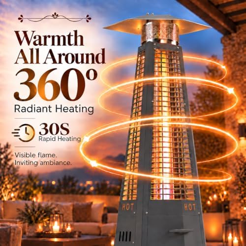 48,000 BTU Hexagon Patio Heater with Cover, Black in Black, alternate view 4