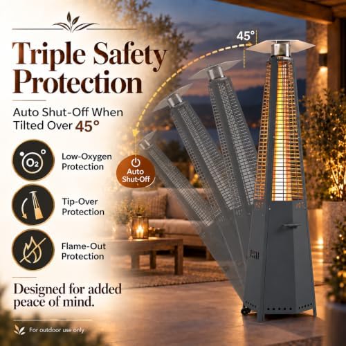 48,000 BTU Hexagon Patio Heater with Cover, Black in Black, alternate view 5