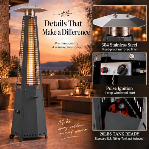 48,000 BTU Hexagon Patio Heater with Cover, Black in Black, alternate view 6