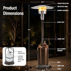 48,000 BTU Patio Heaters for Outdoor Use with Sandbox Wheels in Bronze, alternate view 2