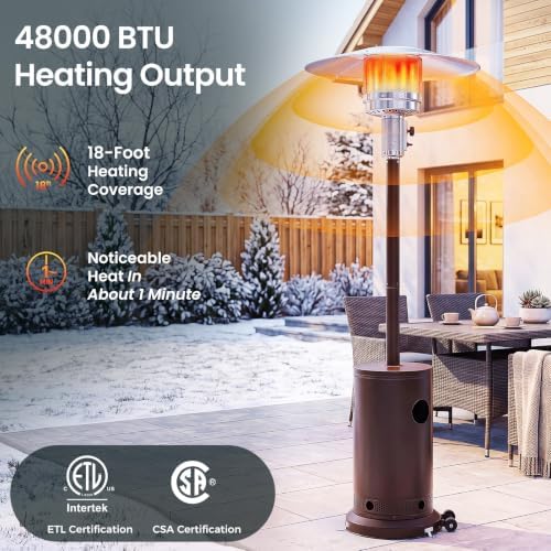 48,000 BTU Patio Heaters for Outdoor Use with Sandbox Wheels in Bronze, alternate view 3