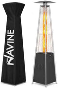 48,000 BTU Pyramid Patio Heater with Wheels, Cover, Dark Black in Dark Black