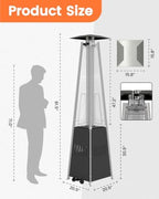 48,000 BTU Pyramid Patio Heater with Wheels, Cover, Dark Black in Dark Black, alternate view 3
