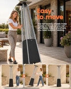 48,000 BTU Pyramid Patio Heater with Wheels, Cover, Dark Black in Dark Black, alternate view 5