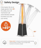 48,000 BTU Pyramid Patio Heater with Wheels, Cover, Dark Black in Dark Black, alternate view 6
