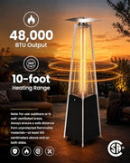 48,000 BTU Pyramid Patio Heater with Wheels, Cover, Dark Black in Dark Black, alternate view 7