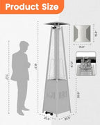 48,000 BTU Pyramid Patio Heater with Wheels, Cover, Silver Gray in Silve Gray, alternate view 3