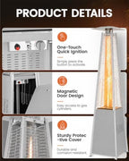 48,000 BTU Pyramid Patio Heater with Wheels, Cover, Silver Gray in Silve Gray, alternate view 4