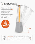 48,000 BTU Pyramid Patio Heater with Wheels, Cover, Silver Gray in Silve Gray, alternate view 6