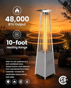 48,000 BTU Pyramid Patio Heater with Wheels, Cover, Silver Gray in Silve Gray, alternate view 7
