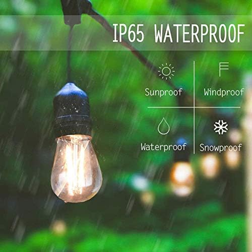 48 FT Outdoor String Lights 2W Commercial Grade Waterproof S14 ETL, alternate view 3