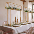 48" Gold Heavy Duty Metal Rectangular Centerpiece Stand, Tall Floral Arrangement Tabletop Display Rack in Type 8