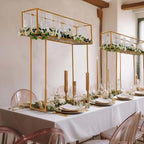 48" Gold Heavy Duty Metal Rectangular Centerpiece Stand, Tall Floral Arrangement Tabletop Display Rack in Type 8