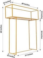 48" Gold Heavy Duty Metal Rectangular Centerpiece Stand, Tall Floral Arrangement Tabletop Display Rack in Type 8, alternate