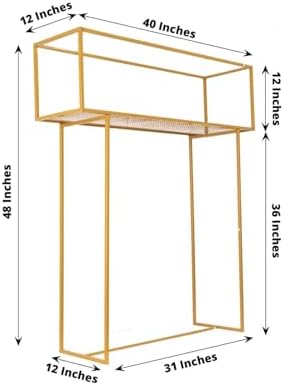 48" Gold Heavy Duty Metal Rectangular Centerpiece Stand, Tall Floral Arrangement Tabletop Display Rack in Type 8, alternate