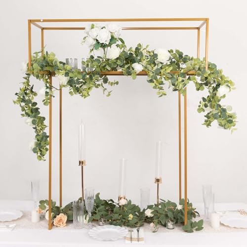 48" Gold Heavy Duty Metal Rectangular Centerpiece Stand, Tall Floral Arrangement Tabletop Display Rack in Type 8, alternate