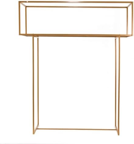 48" Gold Heavy Duty Metal Rectangular Centerpiece Stand, Tall Floral Arrangement Tabletop Display Rack in Type 8, alternate