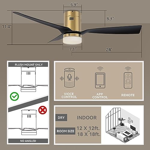 48 Inch 3-Blade Smart Ceiling Fan with Lights and 10-speed DC Motor Indoor Outdoor, Supports Remote, alternate view 2