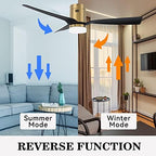 48 Inch 3-Blade Smart Ceiling Fan with Lights and 10-speed DC Motor Indoor Outdoor, Supports Remote, alternate view 6