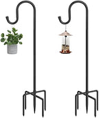 48 Inch Shepherds Hooks for Outdoor, Heavy Duty Bird Feeder Pole with 5 Prong Bases, Garden Hanging Stake for
