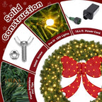 48" Lighted Christmas Wreath with Red Bow, Wall Decorations, alternate view 5