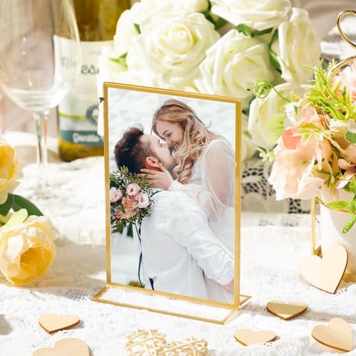 48 Pack 4 x 6 Inch Gold Acrylic Sign Holders, Wedding Picture Frame in 4 x 6 Inch in clear, gold, alternate view 2