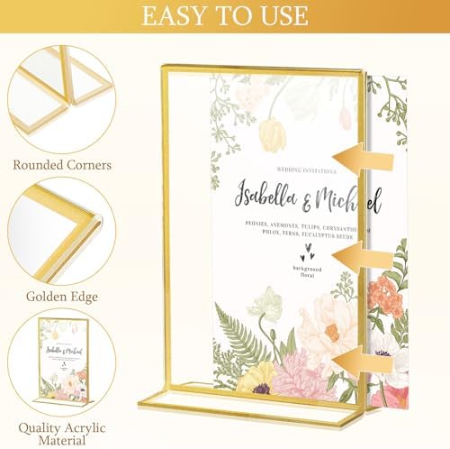 48 Pack 4 x 6 Inch Gold Acrylic Sign Holders, Wedding Picture Frame in 4 x 6 Inch in clear, gold, alternate view 4