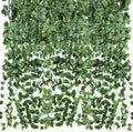 48 Pack 7 Feet Artificial Ivy Garlands, Fake Vines Greenery Hanging Plants Green Leaves Backdrop for Room