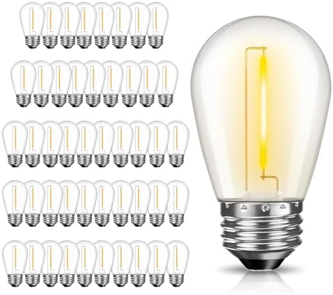 48 Pack S14 LED Outdoor String Light Bulbs, Warm White, E26 Base in Warm White