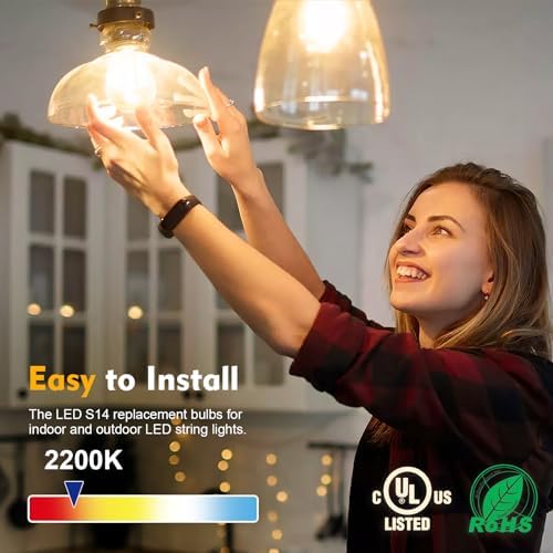 48 Pack S14 LED Outdoor String Light Bulbs, Warm White, E26 Base in Warm White, alternate view 2