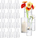 48 Pack Thick Glass Cylinder Vases 4,6,9,12 Inch Tall Clear Flower Vase Hurricane Floating Candle Holder for